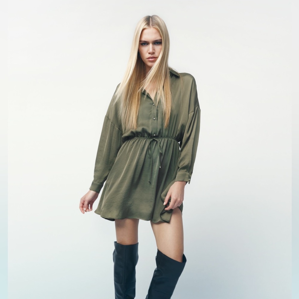 Zara Satin Shirt Dress